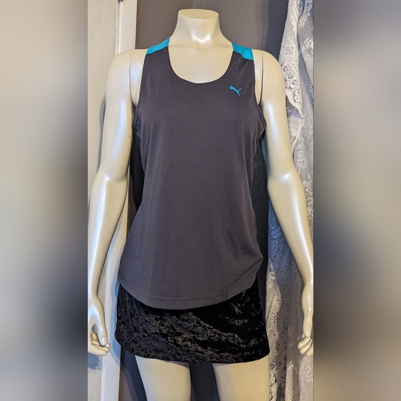 Puma brand racer back tank runner athletic top blue & grey tall X-large workout - Picture 6 of 7